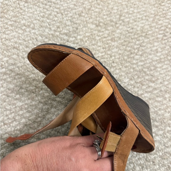 Karston gorgeous leather shoes Made in France. Size 38 wedge strappy heels brown - Picture 9 of 10